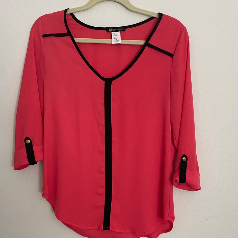 Grass Collection Vibrant Orange Top with Black Accents